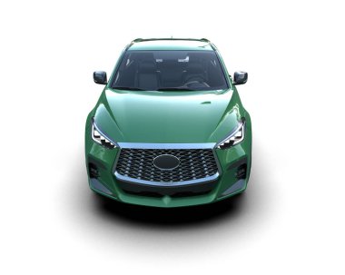 Beyaz arka planda modern bir araba. 3d oluşturma