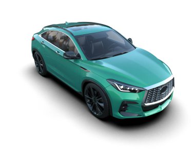 beyaz arka planda modern şehir arabası 3 boyutlu görüntüleme