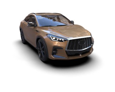 Beyaz arka planda modern lüks bir araba. 3d oluşturma