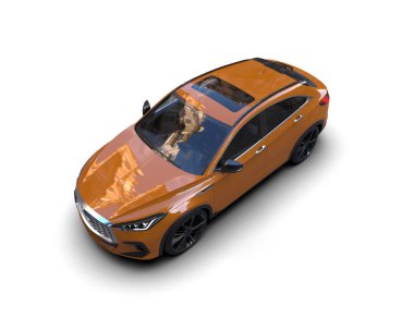 Modern araba arka planda izole edilmiş. 3D görüntüleme - illüstrasyon