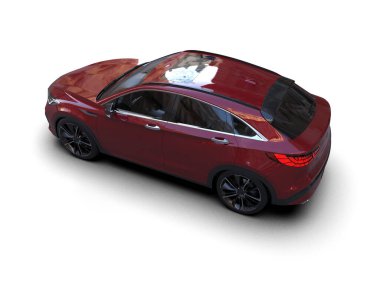 Beyaz arka planda izole edilmiş siyah bir arabanın 3 boyutlu görüntüsü