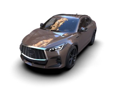 Arka planda izole edilmiş modern lüks araba. 3D görüntüleme - illüstrasyon