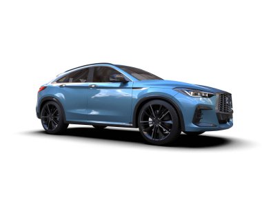 Beyaz arka planda bir araba. 3d oluşturma