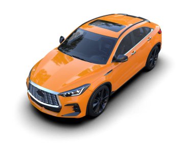 Gri arka planda modern kompakt araba. 3d oluşturma