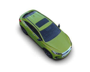 Beyaz arka planda modern bir araba. 3D görüntüleme - illüstrasyon