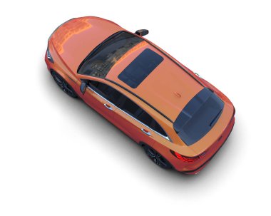 Beyaz arka planı olan kırmızı bir araba. 3d illüstrasyon.