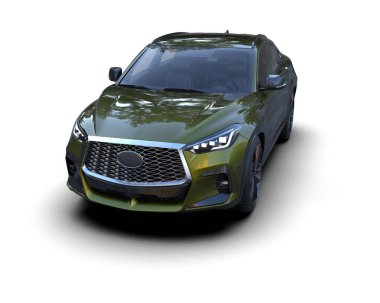 Yeşil lüks spor araba. 3d illüstrasyon