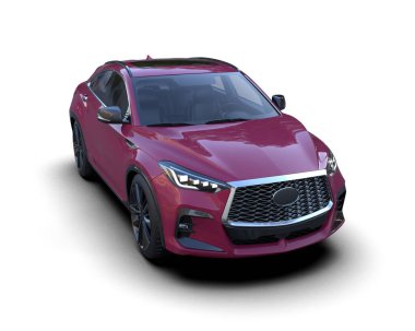 Beyaz arka planda modern bir araba. 3d oluşturma