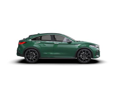 Beyaz arka planda modern bir araba. 3d oluşturma