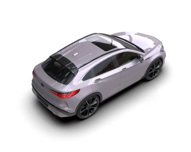 Modern araba arka planda izole edilmiş. 3D görüntüleme - illüstrasyon