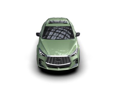 araba premium modern şehir yeşili konsepti. Beyaz arka planda izole edilmiş. 3d illüstrasyon.