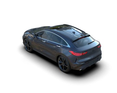 Stüdyo ortamında markasız bir SUV 'un 3 boyutlu çizimi