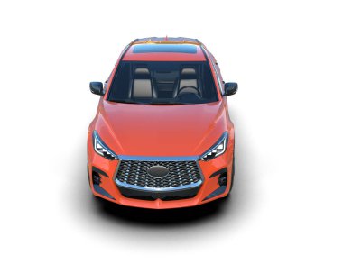 Beyaz arka planda kırmızı premium araba. 3d oluşturma.
