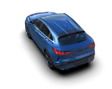 Modern araba beyaz arka planda izole edilmiş. 3D oluşturuldu