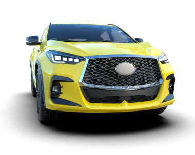 Kırpma yolu olan beyaz arka planda modern lüks bir araba. 3d illüstrasyon