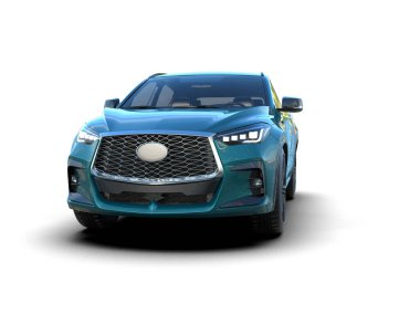 Beyaz arkaplandaki araba, 3 boyutlu görüntüleme