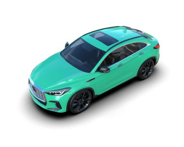Modern araba arka planda izole edilmiş. 3D görüntüleme - illüstrasyon