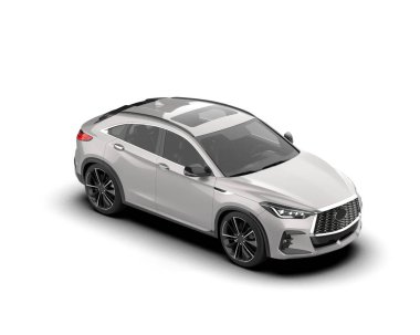 Boş beyaz arka planı olan bir araba. 3D illüstrasyon, ön görünüm