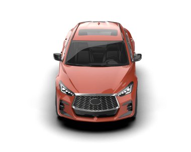 Kırmızı araba arka planda izole edildi. 3D görüntüleme - illüstrasyon