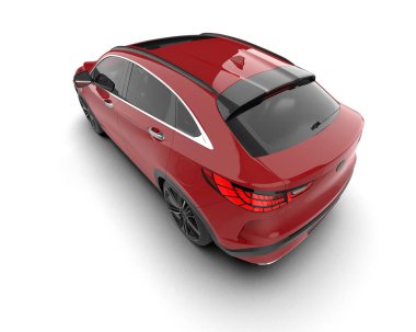 Kırmızı araba beyazda izole edilmiş. 3d oluşturma.