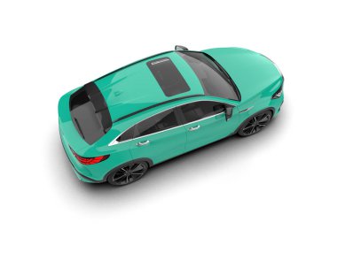 Uzun gölgeli yeşil spor premium araba. İzole. 3d illüstrasyon.