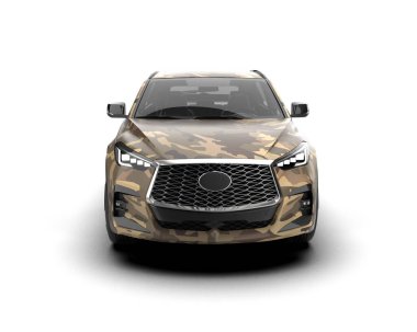 Gri arka planda bir araba. 3d oluşturma