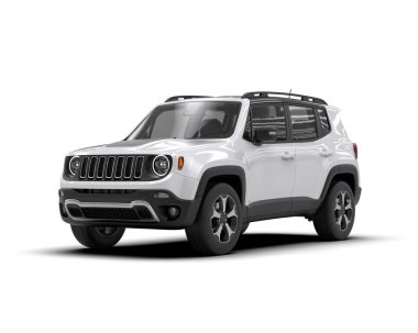 Beyaz arkaplanda beyaz SUV