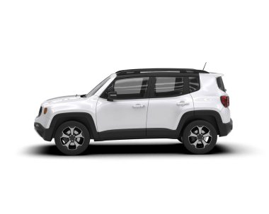 beyaz arkaplanda izole edilmiş gerçekçi beyaz renkli araba