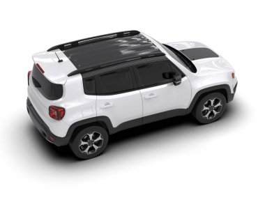 Stüdyo ortamında markasız bir SUV 'un 3 boyutlu çizimi