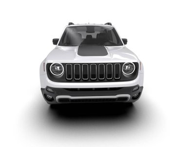 Beyaz arka planda modern bir araba. 3d oluşturma