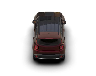 Siyah arka planda modern şehir arabası. Gölgesi var. 3 boyutlu.