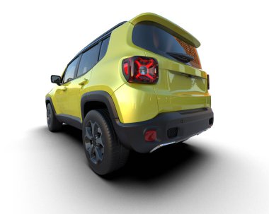 SUV beyaz arka planda izole edildi. 3d oluşturma