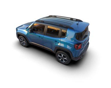 Modern arazi aracı, şehir manzaralı. 3d oluşturma