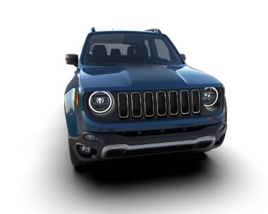 Mavi modern araba. 3 boyutlu resimleme