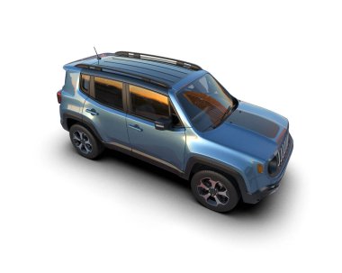 Beyaz arka planda bir cip. 3D görüntüleme - 3d illüstrasyon