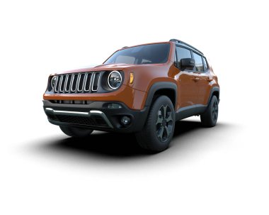 Bir markanın 3 boyutlu görüntülemesi - daha az genel bir SUV beyaz bir stüdyo arka planında izole edildi