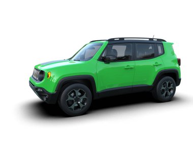 yeşil cip - modern aile - modern araba - 3 boyutlu