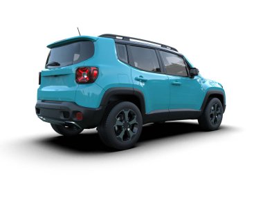 Siyah eğimli mavi SUV