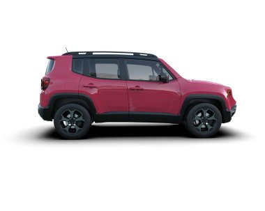 Kırmızı cip beyaz arka planda izole edildi. 3d oluşturma