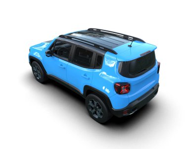 mavi modern araba - arka plan - 3D görüntüleme