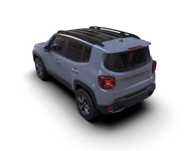 Beyaz arka planı olan siyah bir cip. 3d oluşturma