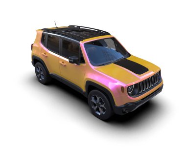 beyaz arka planda izole edilmiş modern pembe spor araba 3 boyutlu görüntüleme