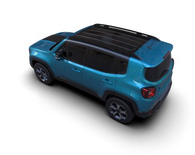 Beyaz arka planda daha az jenerik modern siyah bir SUV 'un 3 boyutlu canlandırması