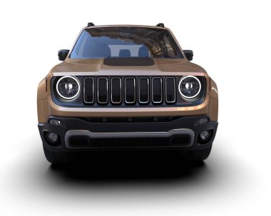 Modern kompakt araba beyaz arka planda izole edilmiş. 3 Boyutlu Hazırlama