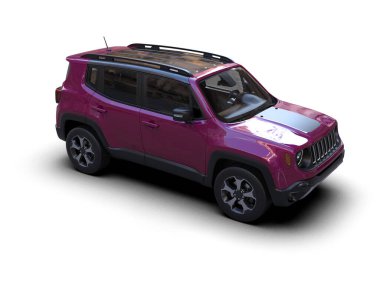 Gri arka planda yansıması olan modern kompakt araba. 3d oluşturma.