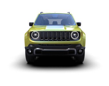 Modern yeşil cip beyaz arka planda izole edilmiş. 3d oluşturma