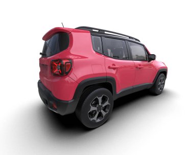 Siyah arka planda kırmızı kompakt arazi aracı. 3d oluşturma.