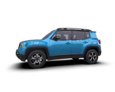 beyaz arkaplanda modern SUv.