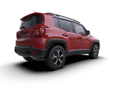 Kırmızı SUV arabası. 3d illüstrasyon
