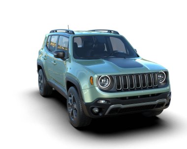 Beyaz arkaplanda yeşil cip izole edildi